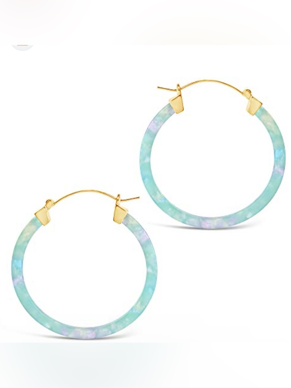 Jade Green blue Hoop Earrings